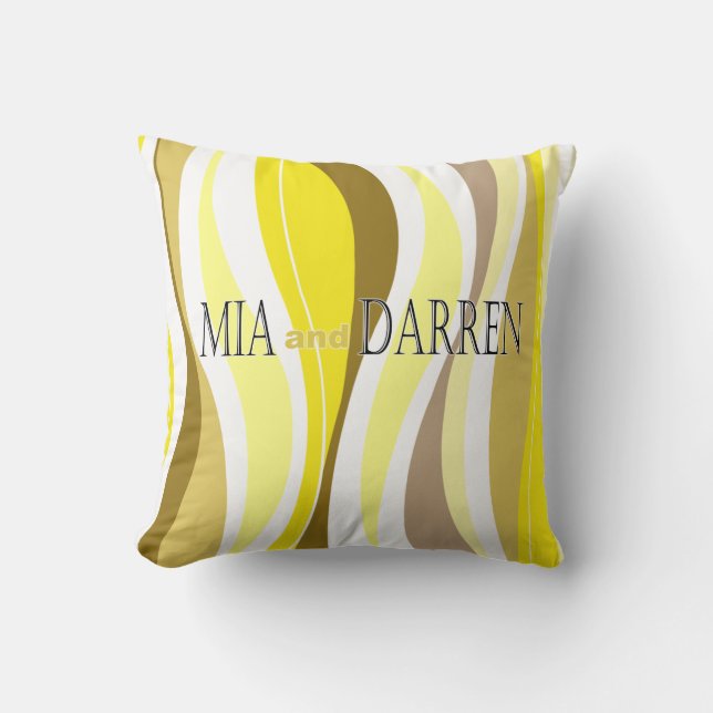 Curvy Lines yellow designer Cushion (Front)