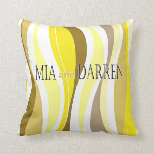 Curvy Lines yellow designer Cushion
