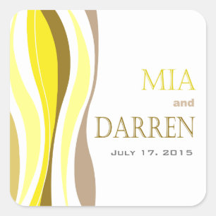 Curvy Lines - yellow Square Sticker