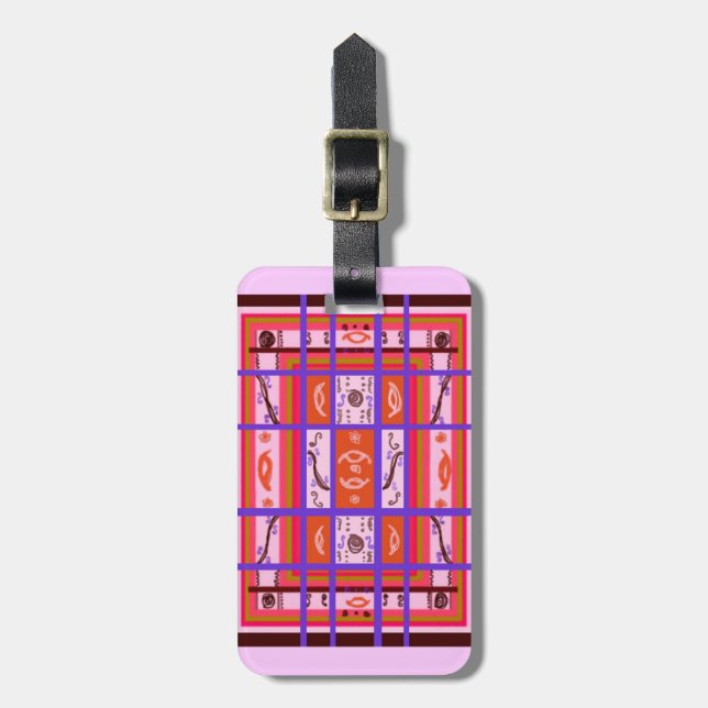Curvy Plaid Luggage Tag (Front Vertical)
