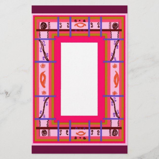 Curvy Plaid Stationery (Front)