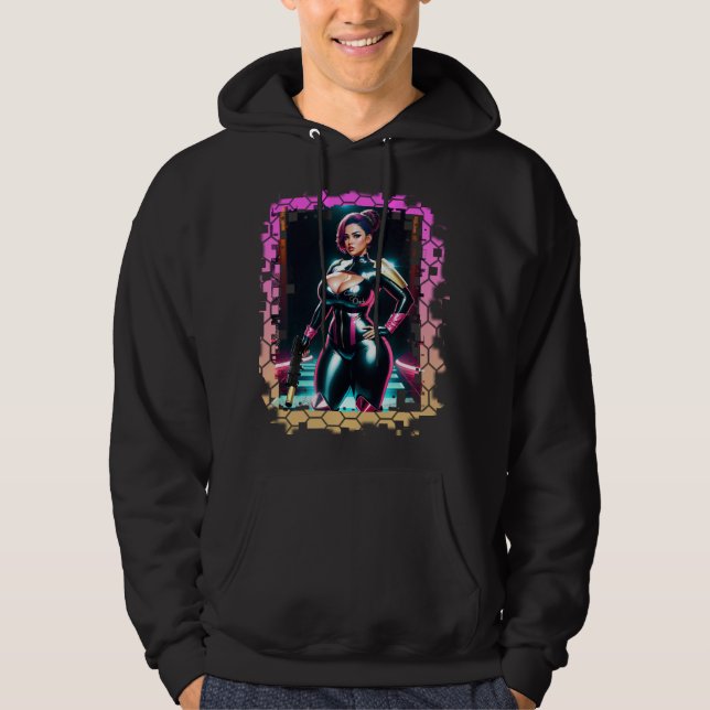 Curvy Sci-Fi Chick Hoodie (Front)