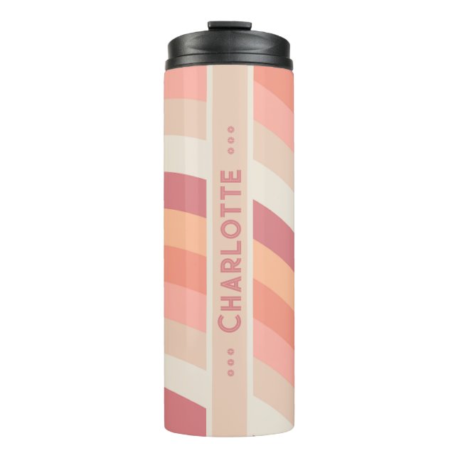 Curvy Stripe in Sunset Earth Personalised Thermal Tumbler (Front)