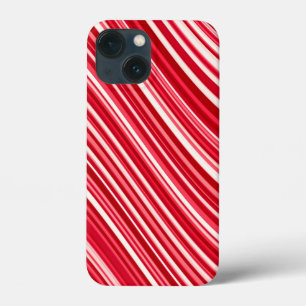 Curvy Stripes in Red and White iPhone 13 Mini Case
