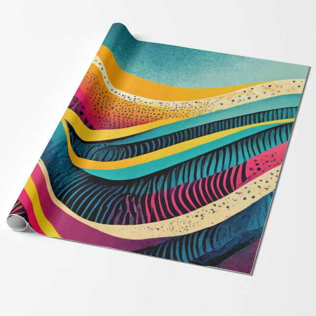 Curvy textures in vivid colours wrapping paper (Unrolled)