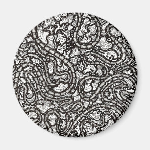 Curvy Twisty Cartoon Weird Faces Design Magnet