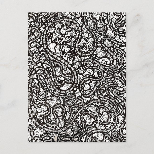 Curvy Twisty Cartoon Weird Faces Design Postcard (Front)