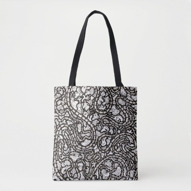 Curvy Twisty Cartoon Weird Faces Design Tote Bag (Front)