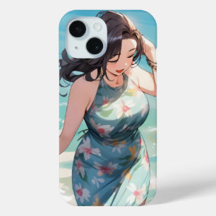 Curvy Woman on Beach iPhone 15 Case