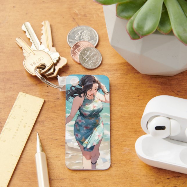 Curvy Woman on Beach Key Ring (Desk)