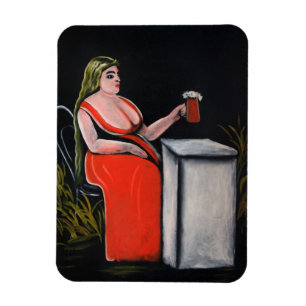 Curvy Woman with a Mug of Beer Magnet