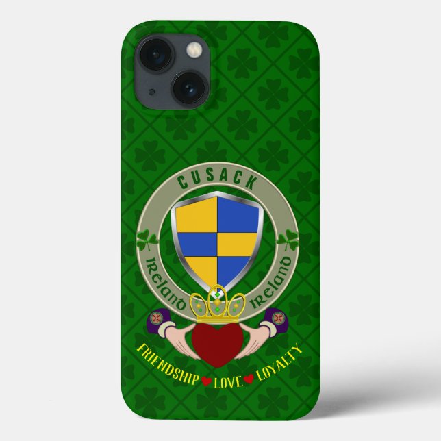 Cusack Irish Shield & Claddagh Personalised     Case-Mate iPhone Case (Back)