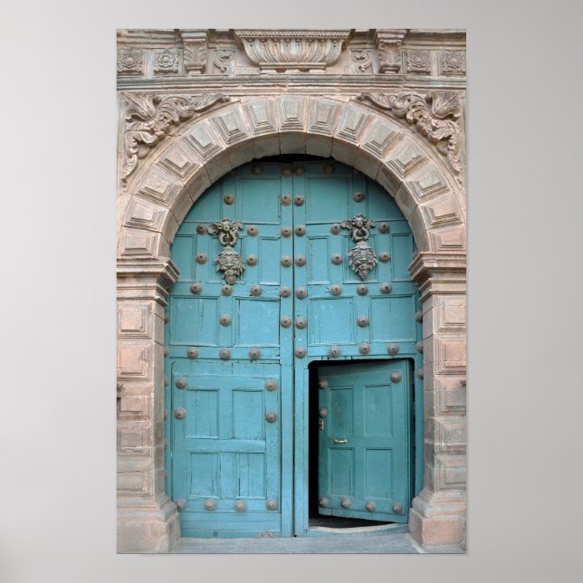 Cusco Church Aqua Door Poster (Front)