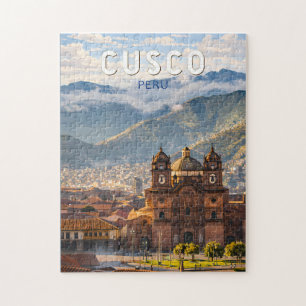 Cusco Peru Illustration Travel Art Vintage Jigsaw Puzzle