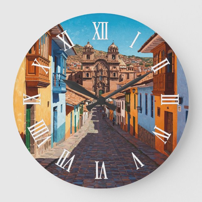 Cusco Peru Travel Large Clock (Front)