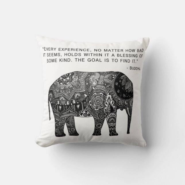 Cushion Buddha Henna Elephant Wisdom (Front)