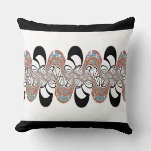 Cushion Jimette orange and turquoise black Design
