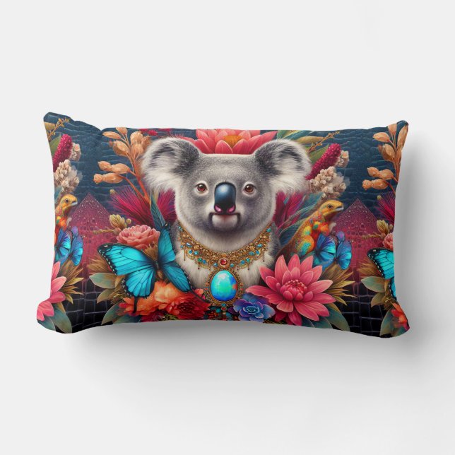 Cushion Koala Bear Australian Native Floral Design (Front)