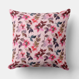 Cushion Pillow - Floral Print on a Pink Background