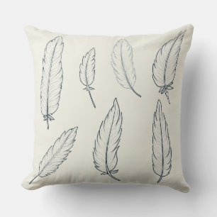 Cushion pillow with feather painting
