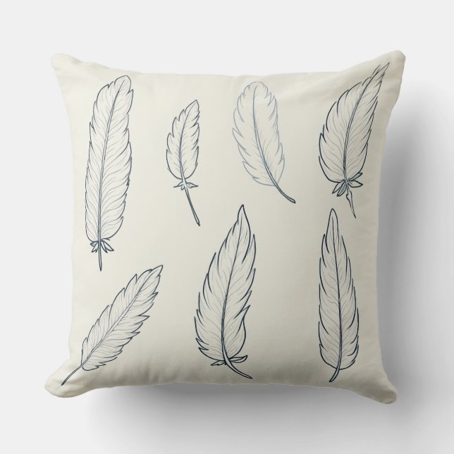 Cushion pillow with feather painting (Front)