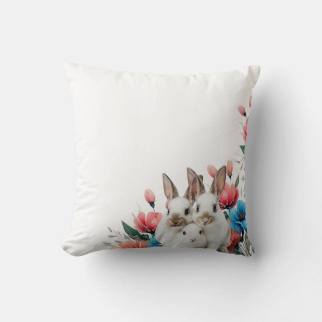 cushion rabbit and flowers (Front)