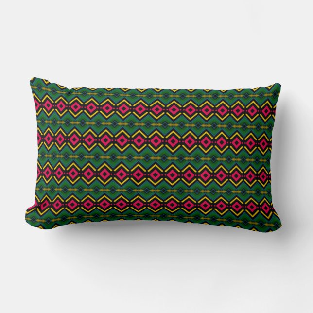 Cushion rect. Jimette Design red yellow and green (Front)