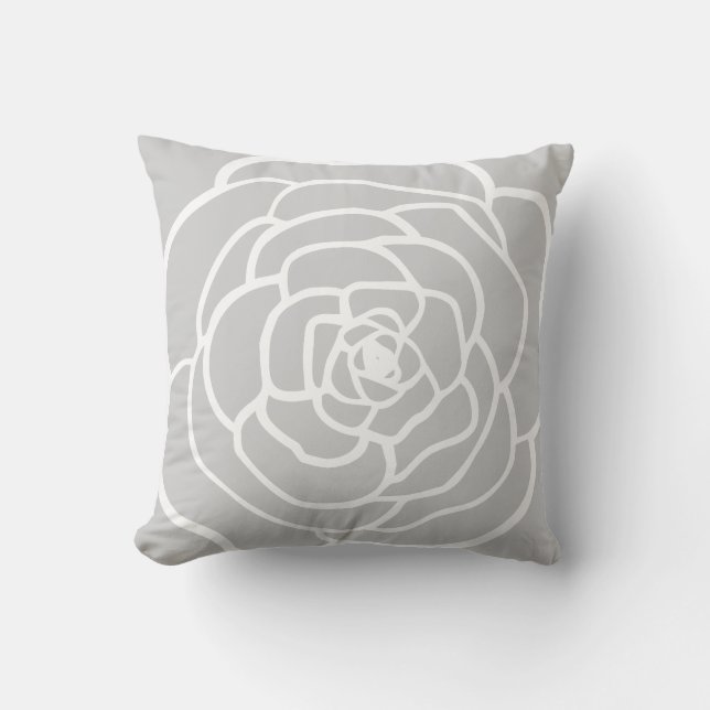 CUSHION simple modern rose silhouette grey white (Front)
