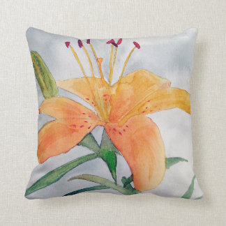 Cushion with iris watercolor orange