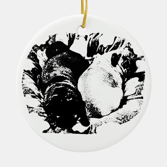 Cushioned Pugs for the Tree Ceramic Ornament (Front)