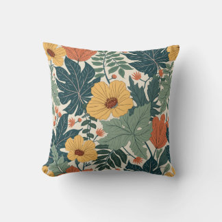 Cushions with paintings of flowers and leaves
