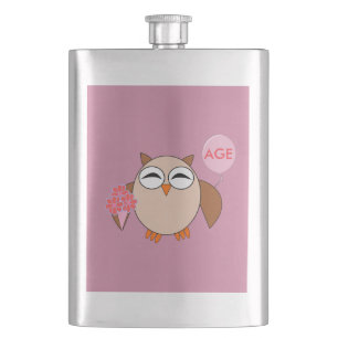 Cusom Age Birthday Owl Flasks