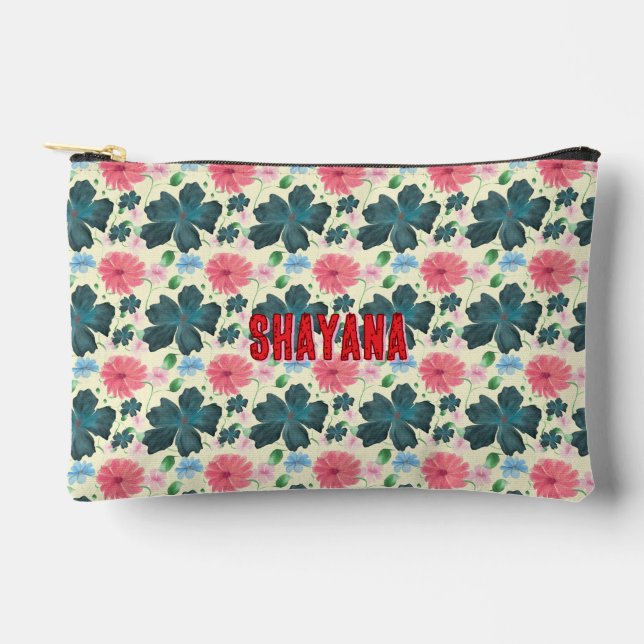 Cusom Watercolor floral pattern gift   Accessory Pouch (Front)