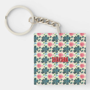 Cusom Watercolor floral pattern gift   Key Ring