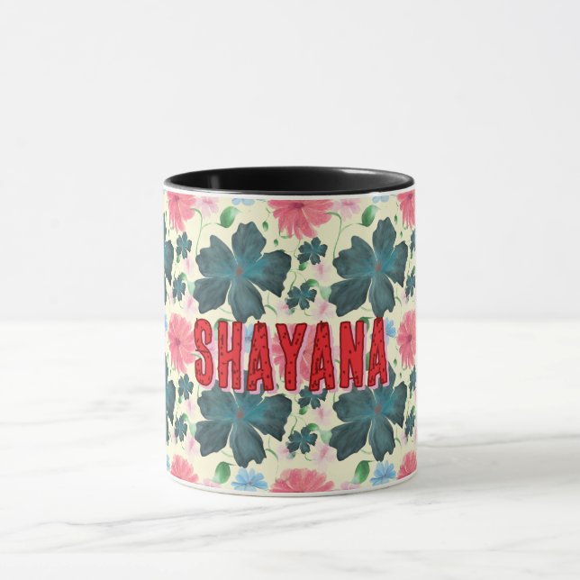 Cusom Watercolor floral pattern gift   Mug (Center)