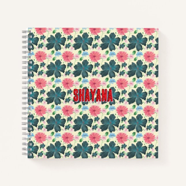 Cusom Watercolor floral pattern gift   Notebook (Front)