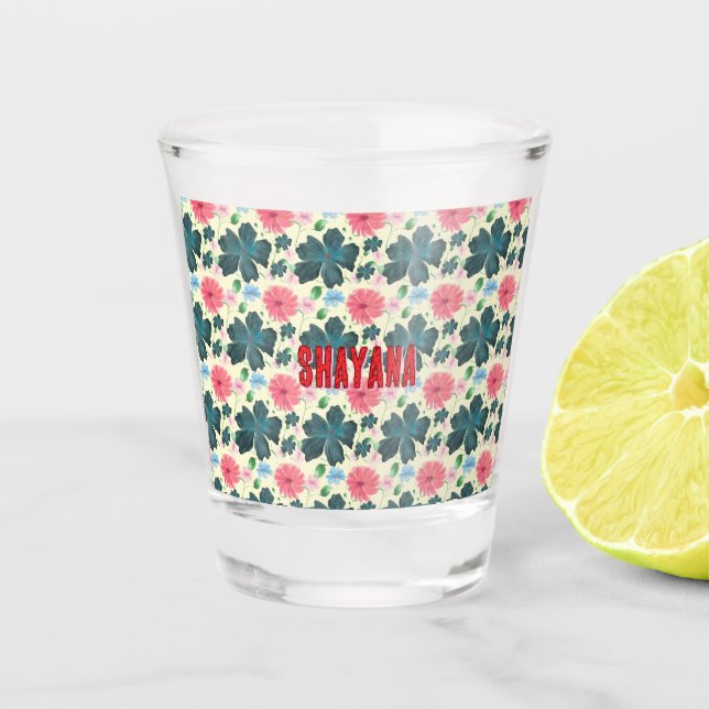 Cusom Watercolor floral pattern gift   Shot Glass (Front)