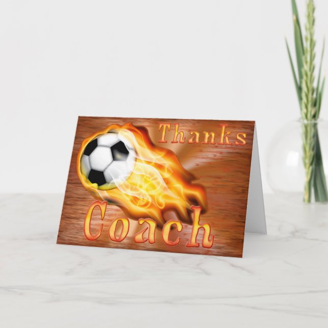Cusomizable Cool Flaming Soccer Thank You Cards (Front)