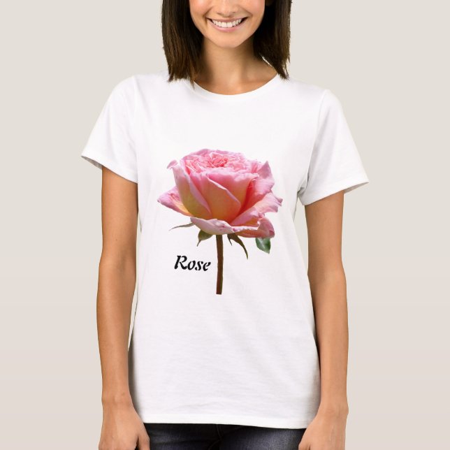 Cust. Text & - Photo Pink Rose Template T-Shirt (Front)