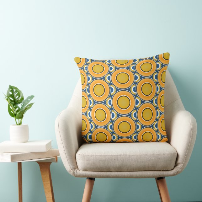 Custard Doughnut With Teal Tracks Cushion (Chair)