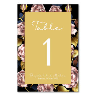 Custard yellow flower themed table number card