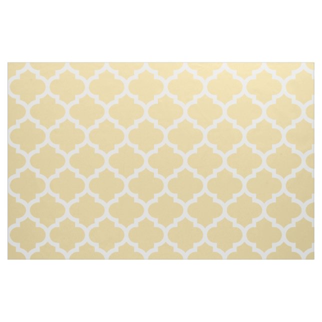 Custard Yellow Moroccan Quatrefoil Trellis Fabric (Fat Quarter)