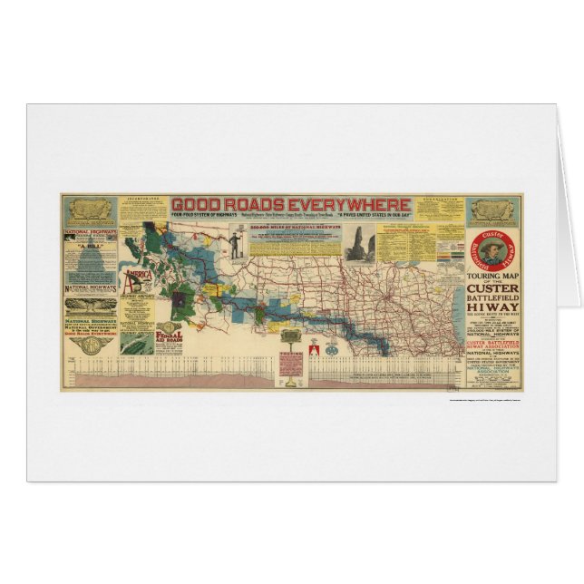 Custer Battlefield Highway Map - 1925 (Front Horizontal)