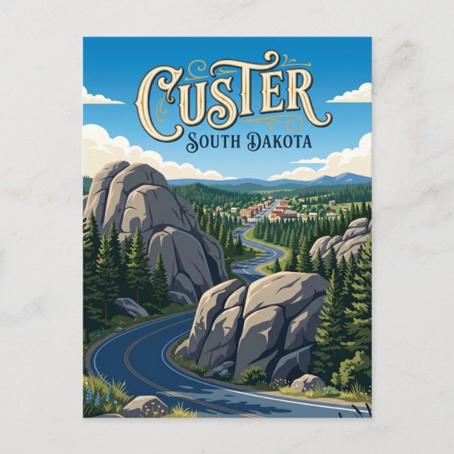 Custer South Dakota Postcard (Front)