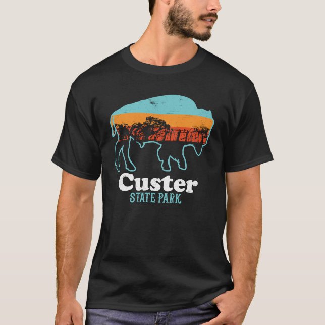 Custer State Park Retro South Dakota Bison T-Shirt (Front)