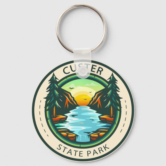 Custer State Park South Dakota Badge  Key Ring (Front)