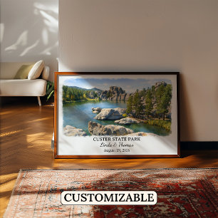 Custer State Park South Dakota Poster, Watercolor Poster