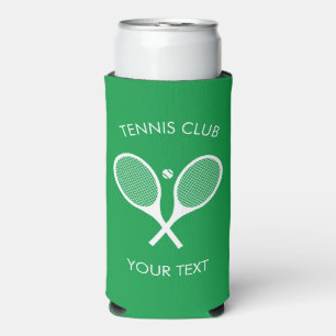 Custimizable Modern Green White Tennis Racket  Seltzer Can Cooler