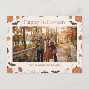 Custmizable Cute Kawaii Happy Halloween Frame Postcard