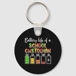 Custodian Battery Life School Janitor  Key Ring